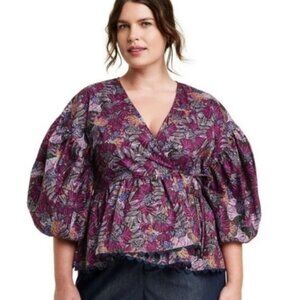 Kika Vargas x Target Coral Reef Scallop Edge Wrap Top‎ Size 3X New With Tags